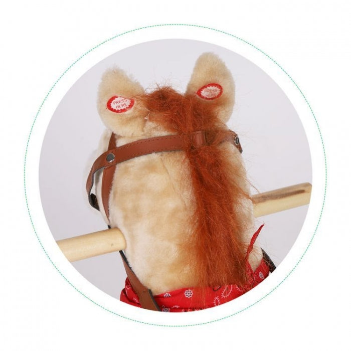 Calut balansoar cu roti, sunete si coada in miscare Ecotoys XL-106W - Bej