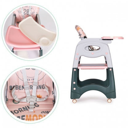 Scaun de masa 2 in 1 pentru copii Ecotoys HA-033 - Roz