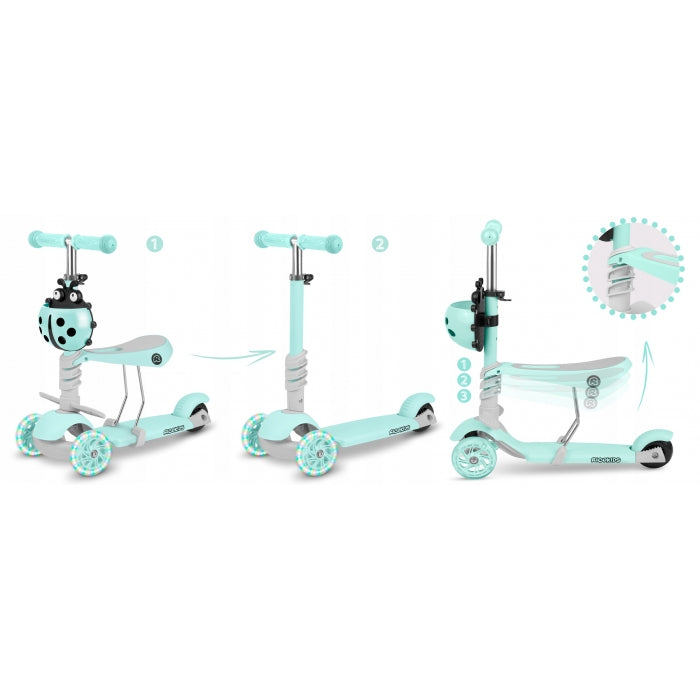 Trotineta 3 in 1 cu roti cu LED Ricokids Buggy 765301 - Mint
