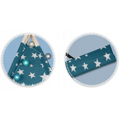 Cort de joaca pentru copii cu lumini si 2 pernite Nukido 120 x 120 x 165 cm - Bleumarin cu stelute 