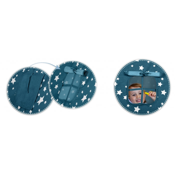 Cort de joaca pentru copii cu lumini si 2 pernite Nukido 120 x 120 x 165 cm - Bleumarin cu stelute 