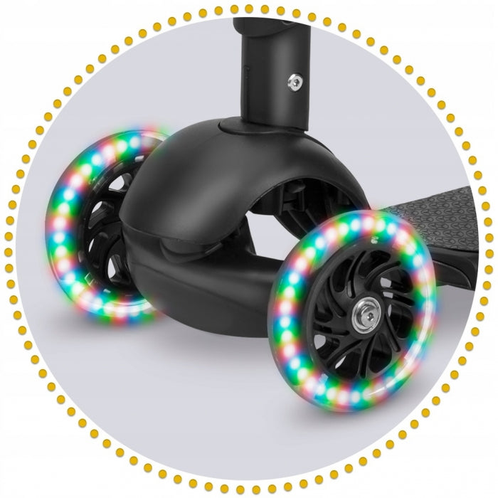 Trotineta 3 in 1 cu roti cu LED Ricokids Cubi 765500 - Negru - Portocaliu