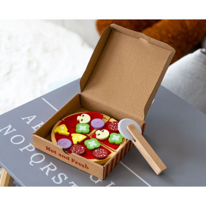 Jucarie interactiva de lemn sub forma de pizza Ecotoys 4221