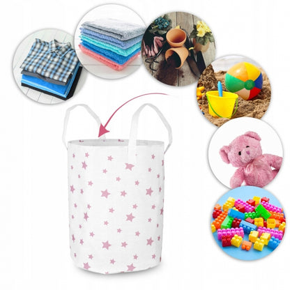 Cos mare pentru depozitarea jucariilor Nukido - Alb cu stele