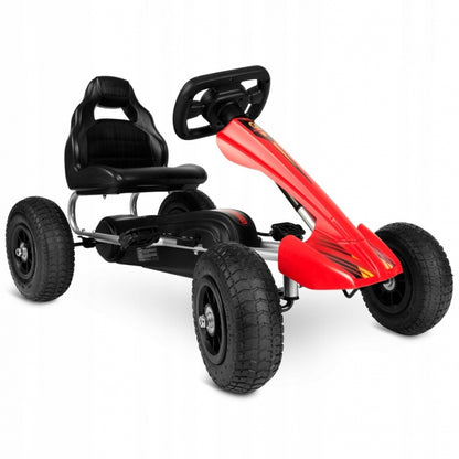 Kart cu pedale si roti gonflabile, varsta 3-7 ani, Gokart RK-591 Ricokids 759101, Rosu