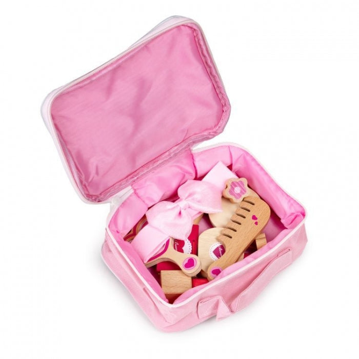 Gentuta de make-up cu 10 elemente din lemn Ecotoys W10D275