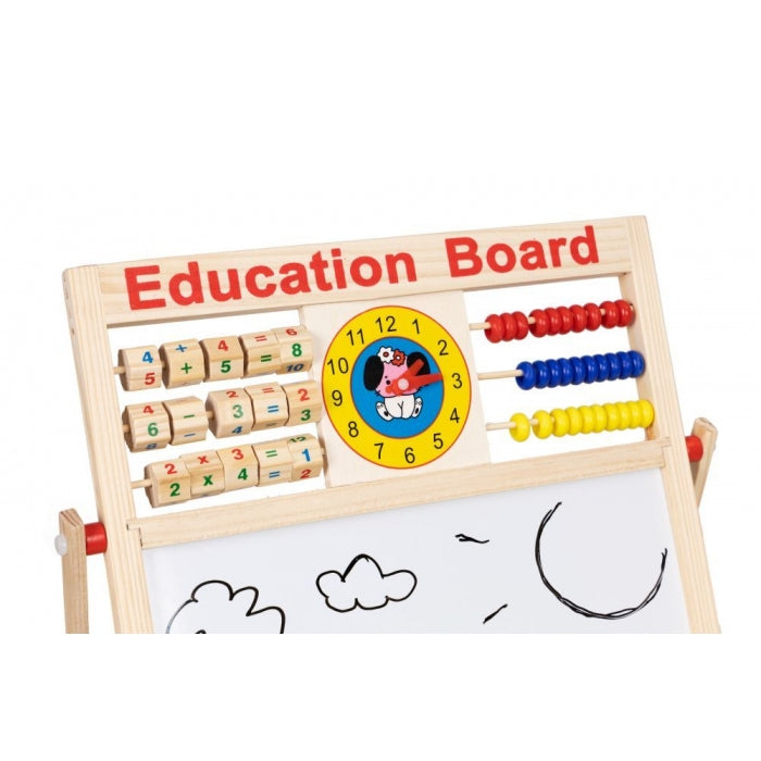 Tabla educationala din lemn cu doua fete si accesorii Ecotoys MB552