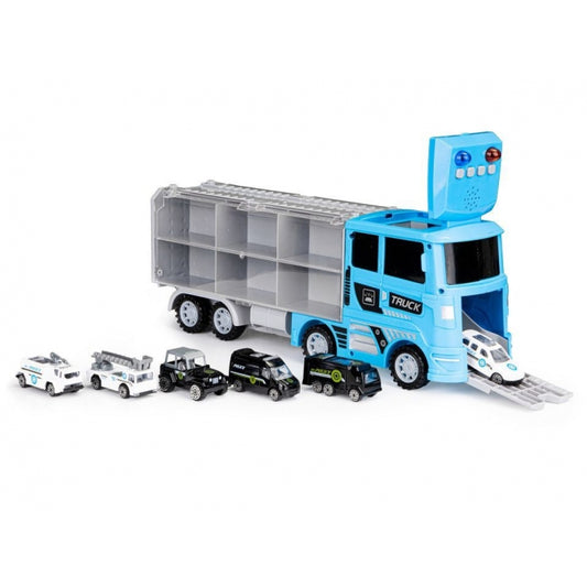 Set de remorcare de 6 masinute Ecotoys HC484969 - Politie