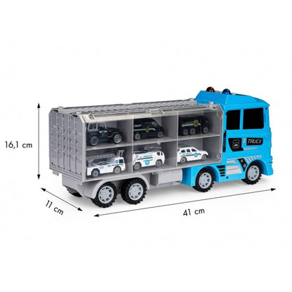 Set de remorcare de 6 masinute Ecotoys HC484969 - Politie