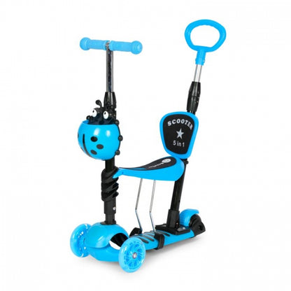 Trotineta 5 in 1 cu sezut si 3 roti cu LED Ecotoys YM-SW-6 - Albastru - Resigilat (ambalaj deteriorat)