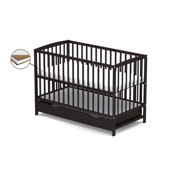 Patut cu sertar VESSANTI ARES - Wenge + Saltea Cocos 10 cm