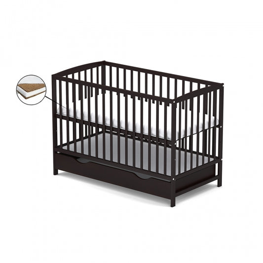 Patut cu sertar VESSANTI ARES - Wenge + Saltea Cocos 10 cm