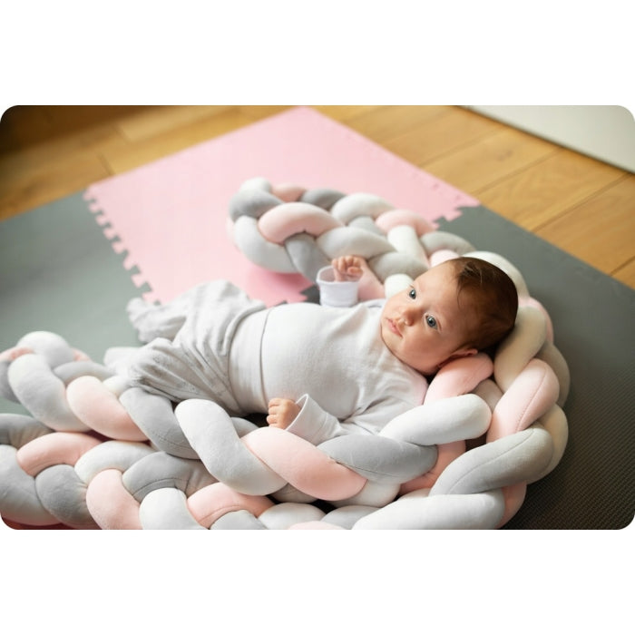 Protectie laterala pentru patut, impletita, 2 m, Ricokids 722003 - Roz