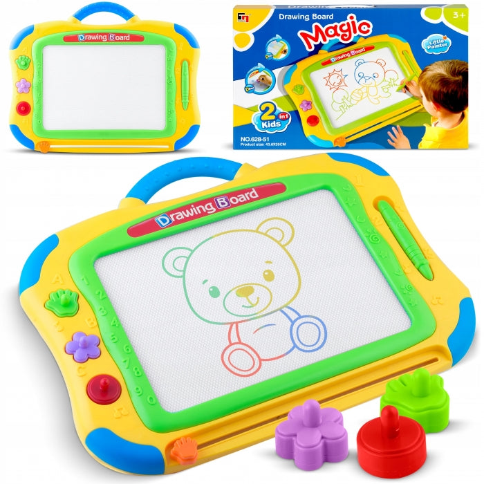 Tabla magnetica pentru desenat cu accesorii incluse Ricokids 772101 - Galben