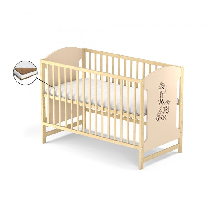 Patut fara sertar VESSANTI MILO GIRAFA - Crem cu Natur + Saltea cocos 12 cm