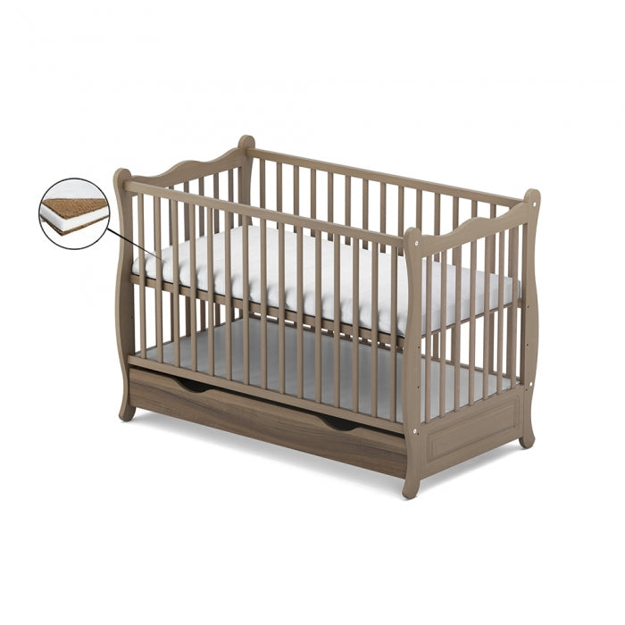 Patut cu sertar VESSANTI SOPHIE - Maro + Saltea Cocos 12 cm