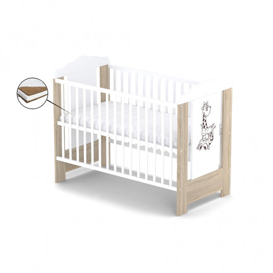 Patut fara sertar VESSANTI ELLA - Stejar cu alb + Saltea Cocos 10 cm