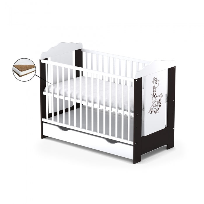 Patut cu sertar VESSANTI ELLA - Wenge + Saltea Cocos 12 cm