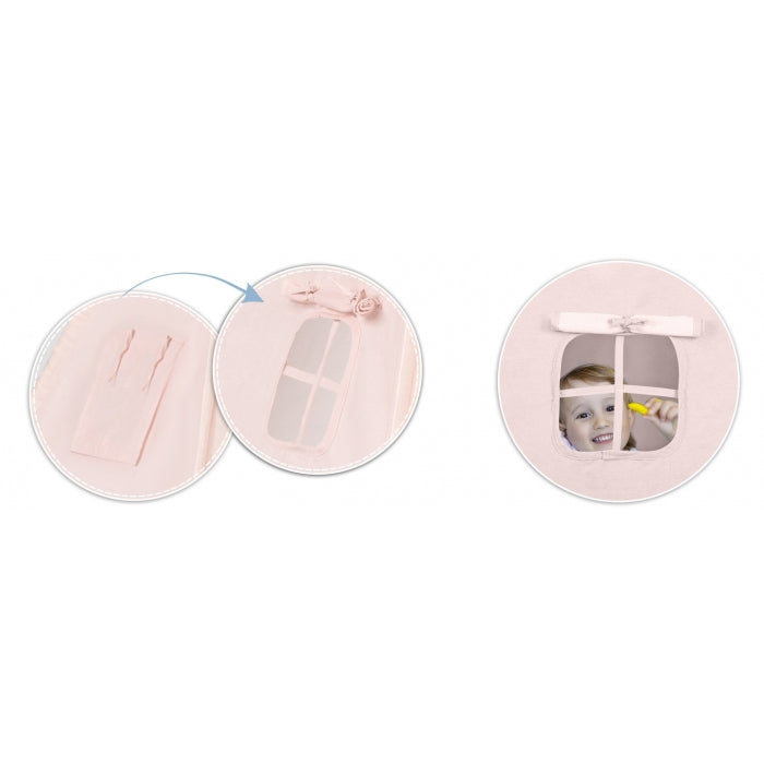 Cort de joaca pentru copii cu ghirlanda si 2 pernite Nukido 116 x 116 x 165 cm - Roz