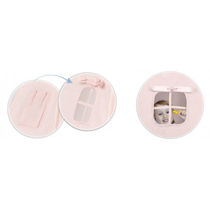 Cort de joaca pentru copii cu ghirlanda si 2 pernite Nukido 116 x 116 x 165 cm - Roz