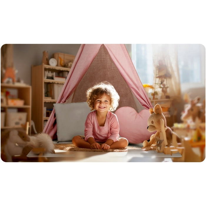Cort de joaca pentru copii cu ghirlanda si 2 pernite Nukido 116 x 116 x 165 cm - Roz