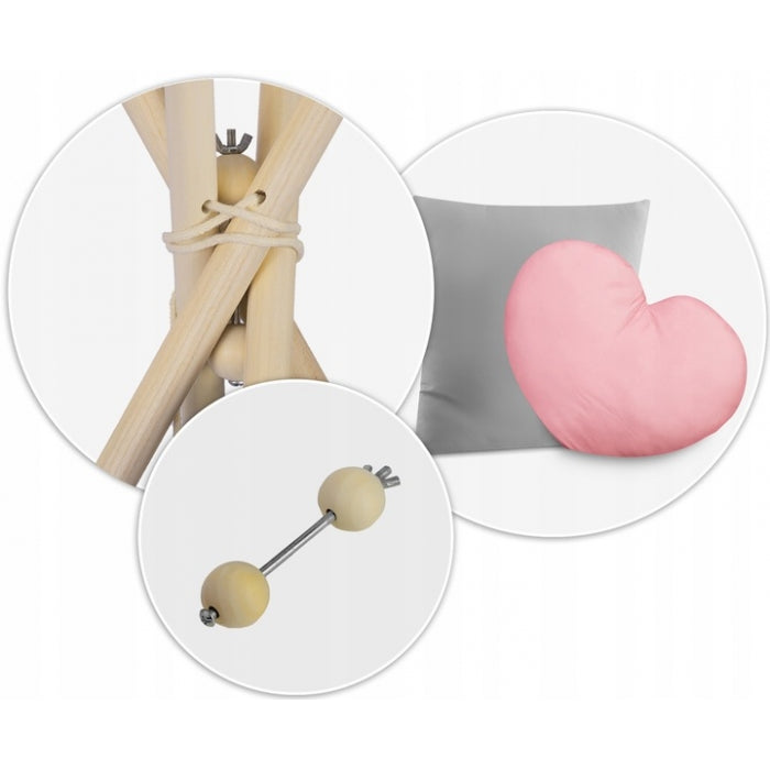 Cort de joaca pentru copii cu ghirlanda si 2 pernite Nukido 116 x 116 x 165 cm - Roz