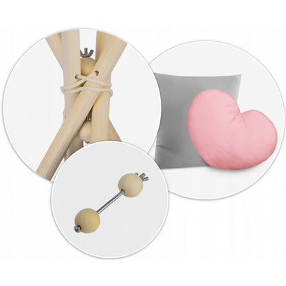 Cort de joaca pentru copii cu ghirlanda si 2 pernite Nukido 116 x 116 x 165 cm - Roz