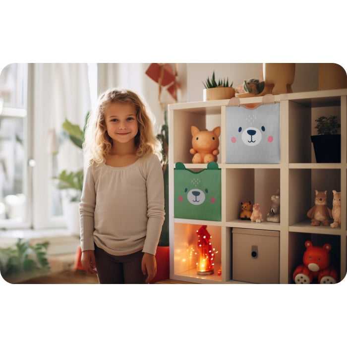 Cos de depozitare 2 in 1 cu salteluta de joaca pentru copii Nukido - Verde