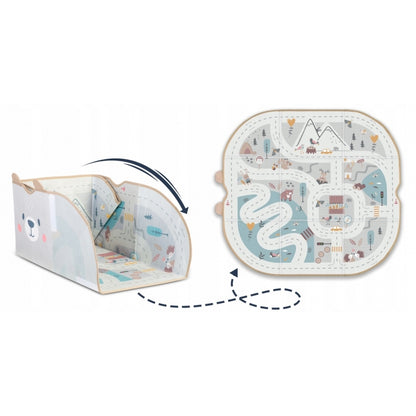 Cos de depozitare 2 in 1 cu salteluta de joaca pentru copii Nukido - Gri