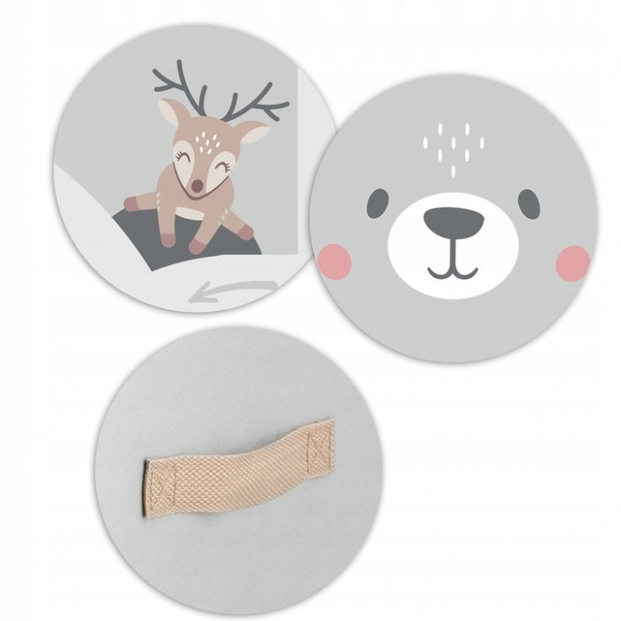 Cos de depozitare 2 in 1 cu salteluta de joaca pentru copii Nukido - Gri