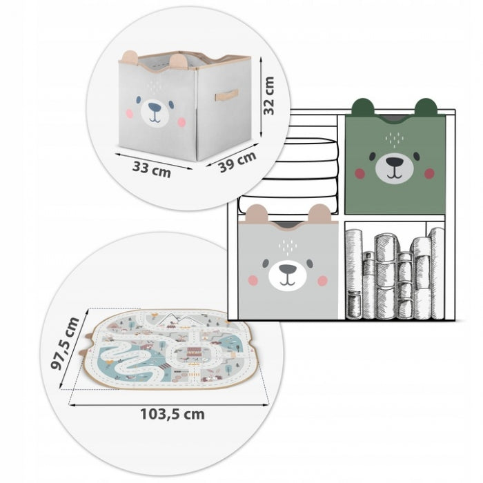 Cos de depozitare 2 in 1 cu salteluta de joaca pentru copii Nukido - Gri