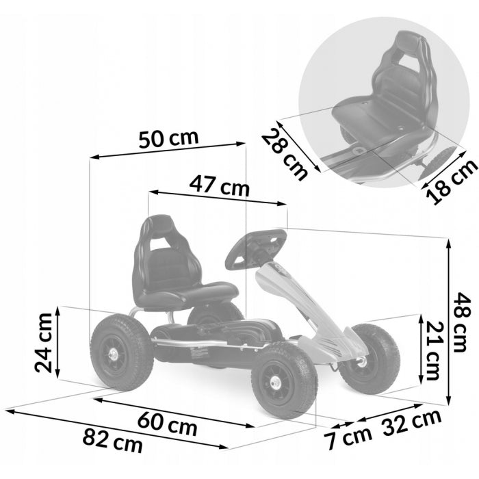 Kart cu pedale si roti gonflabile, Gokart RK-591, Ricokids - Negru