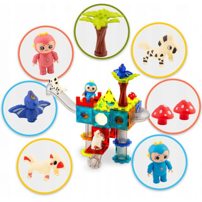 Blocuri magnetice, 107 elemente, Paradisul Dinozaurilor Ricokids RK-757