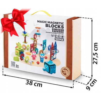 Blocuri magnetice, 107 elemente, Paradisul Dinozaurilor Ricokids RK-757