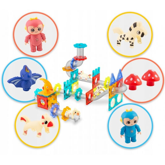 Blocuri magnetice cu tobogan, 153 elemente, Dinozauri Ricokids RK-764