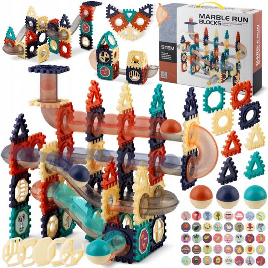 Blocuri magnetice cu tobogan si bile, 110 elemente, Ricokids RK-765