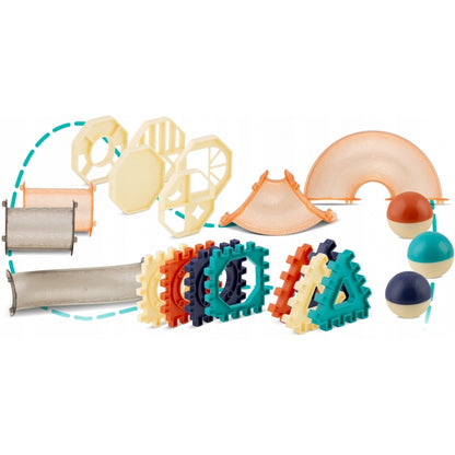 Blocuri magnetice cu tobogan si bile, 110 elemente, Ricokids RK-765