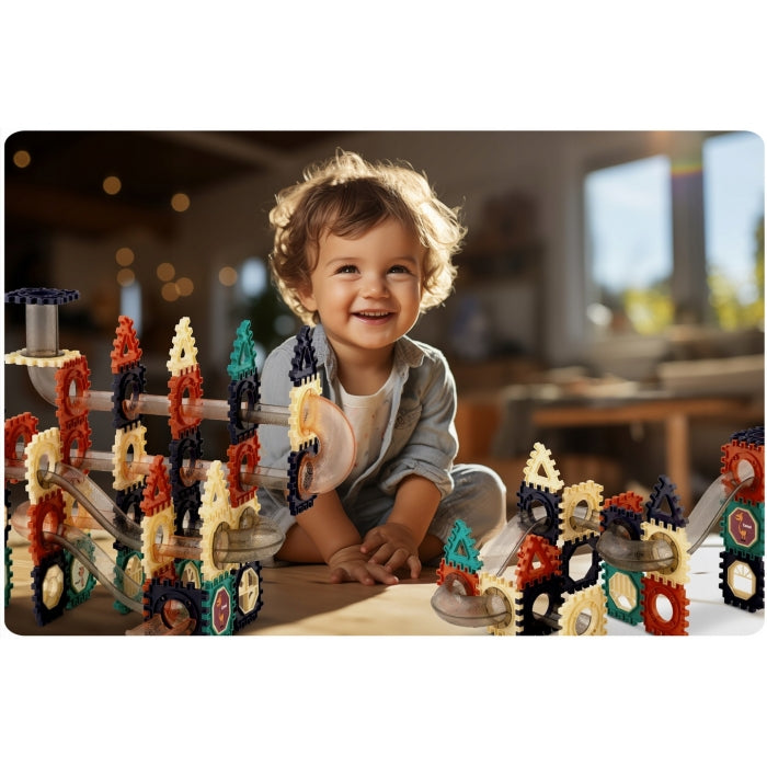 Blocuri magnetice cu tobogan si bile, 110 elemente, Ricokids RK-765