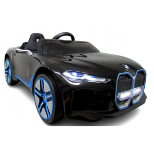 Masinuta electrica cu telecomanda, roti din spuma EVA, scaun din piele ecologica, varsta 1-5 ani, BMW I4 - Negru