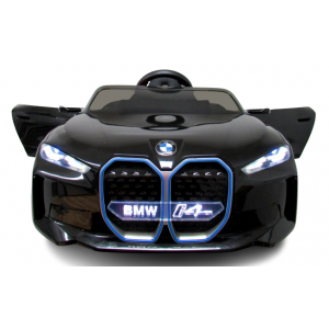 Masinuta electrica cu telecomanda, roti din spuma EVA, scaun din piele ecologica, varsta 1-5 ani, BMW I4 - Negru