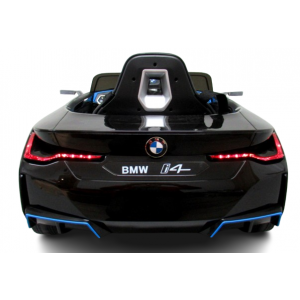 Masinuta electrica cu telecomanda, roti din spuma EVA, scaun din piele ecologica, varsta 1-5 ani, BMW I4 - Negru