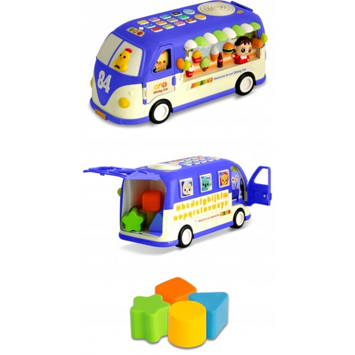 Jucarie educativa in forma de autobus cu sunete si cuburi Ricokids RK-741 - Albastru