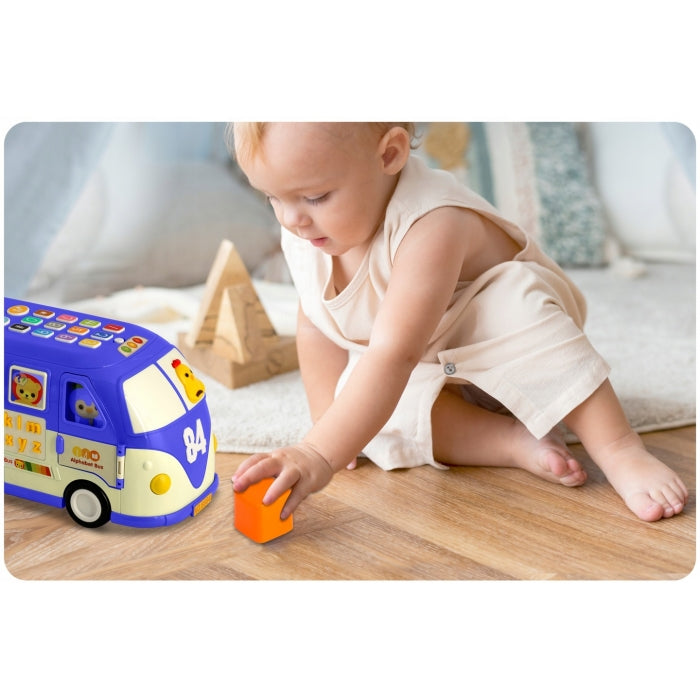 Jucarie educativa in forma de autobus cu sunete si cuburi Ricokids RK-741 - Albastru