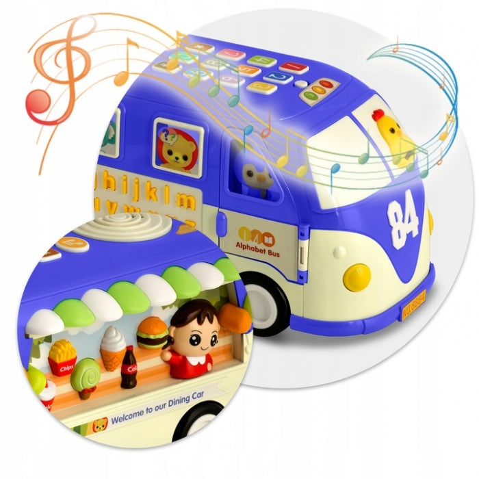 Jucarie educativa in forma de autobus cu sunete si cuburi Ricokids RK-741 - Albastru