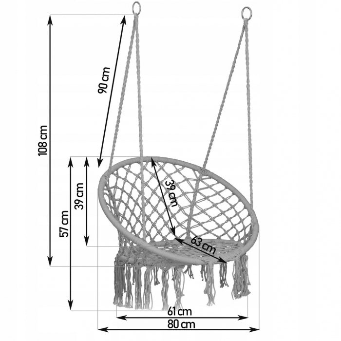 Leagan suspendat pentru interior/exterior cu spatar Sofotel BOHO - Gri