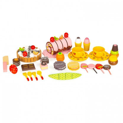 Cutie cu dulciuri si accesorii din lemn, 29 elemente, Ecotoys HC601926