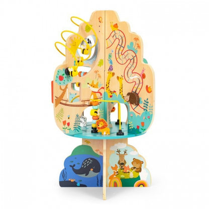 Jucarie interactiva din lemn sub forma de copac cu diverse activitati Ecotoys 1045