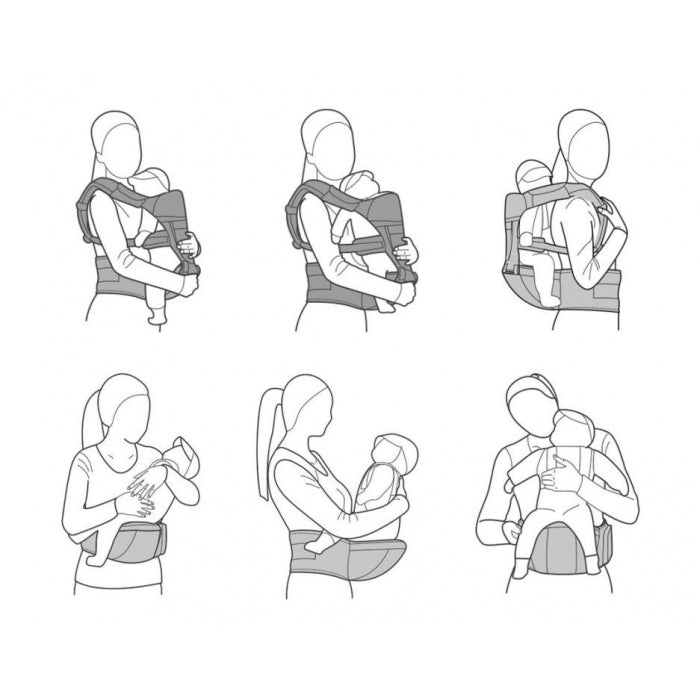 Marsupiu multifunctional pentru copii, 0-35 luni, Ecotoys J-BC1601 - Gri