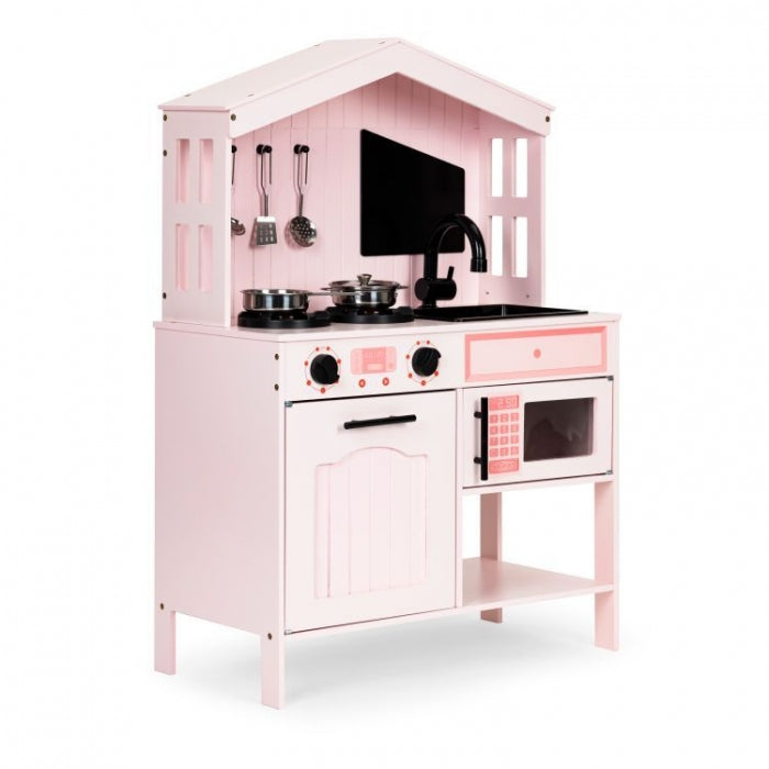 Bucatarie din lemn cu accesorii Ecotoys PLK563 - Roz