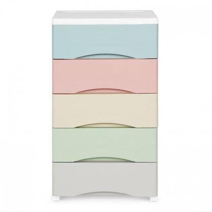 Raft pe roti cu 5 compartimente pentru depozitarea jucariilor ModernHome - Multicolor